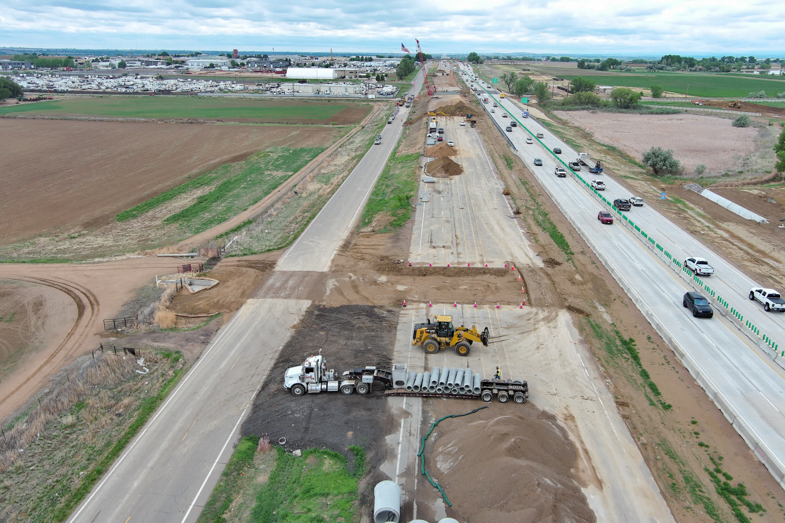 Aerial of I-25 North Express Lanes construction