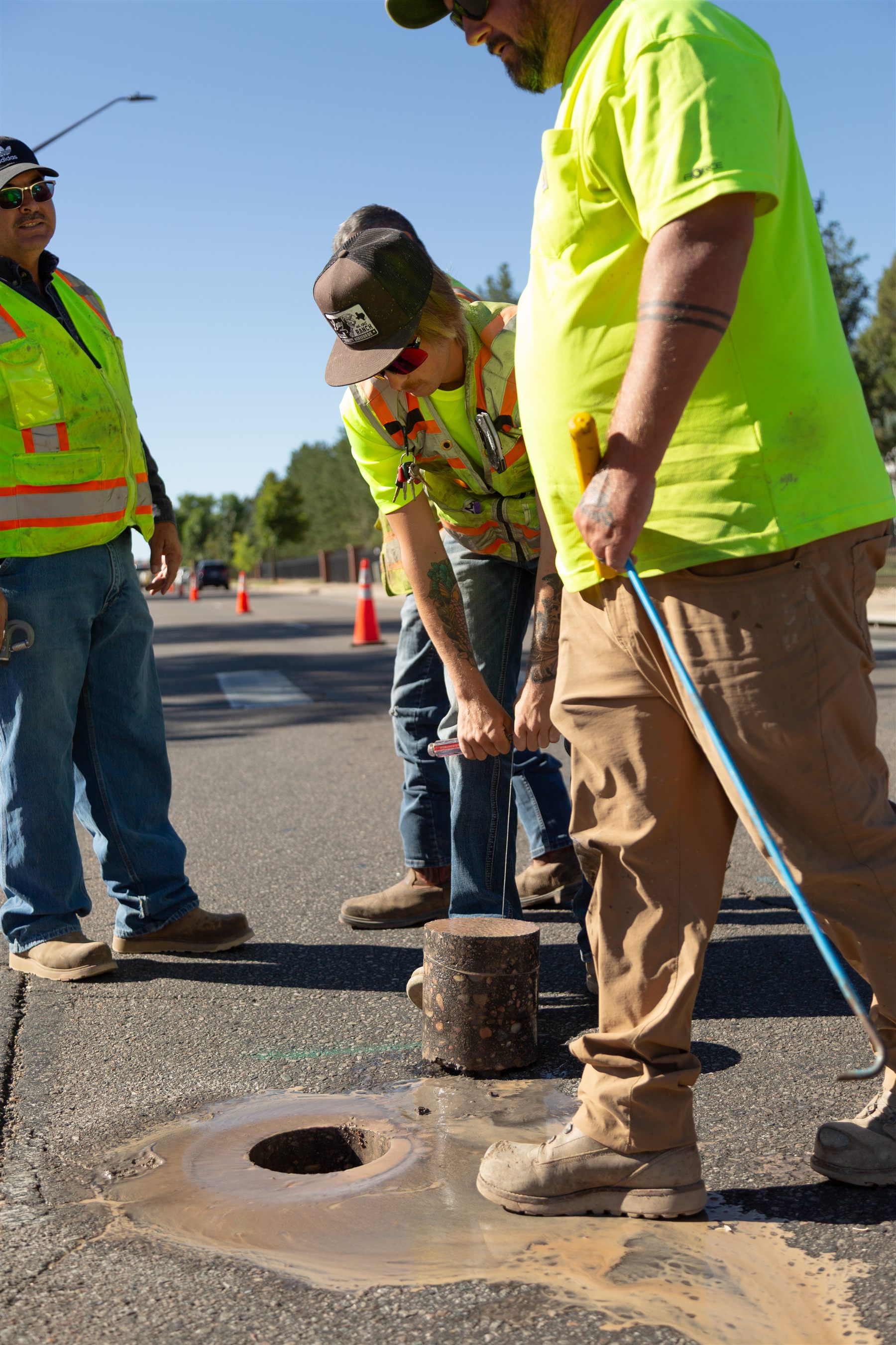 Close detail of coring pavement