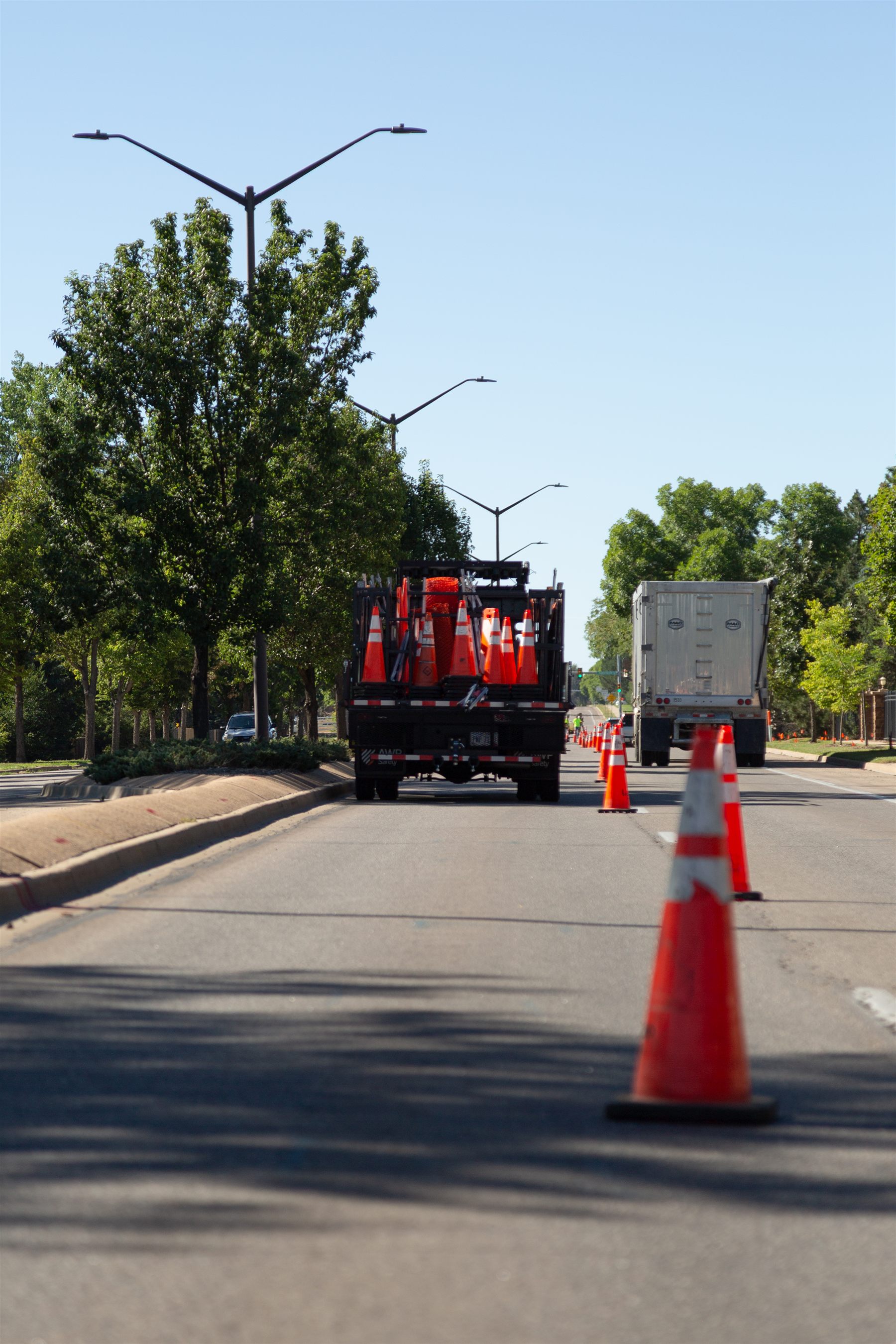 Traffic control on a potholing job